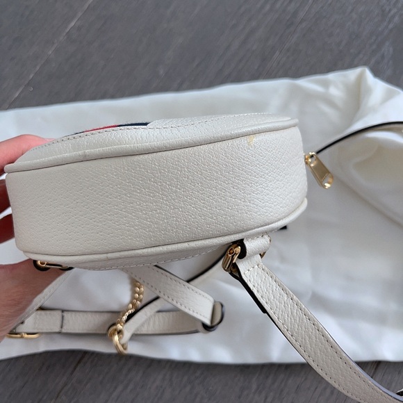 Gucci Textured Calfskin Web Mini Ophidia Round Backpack Mystic White - Picture 4 of 8